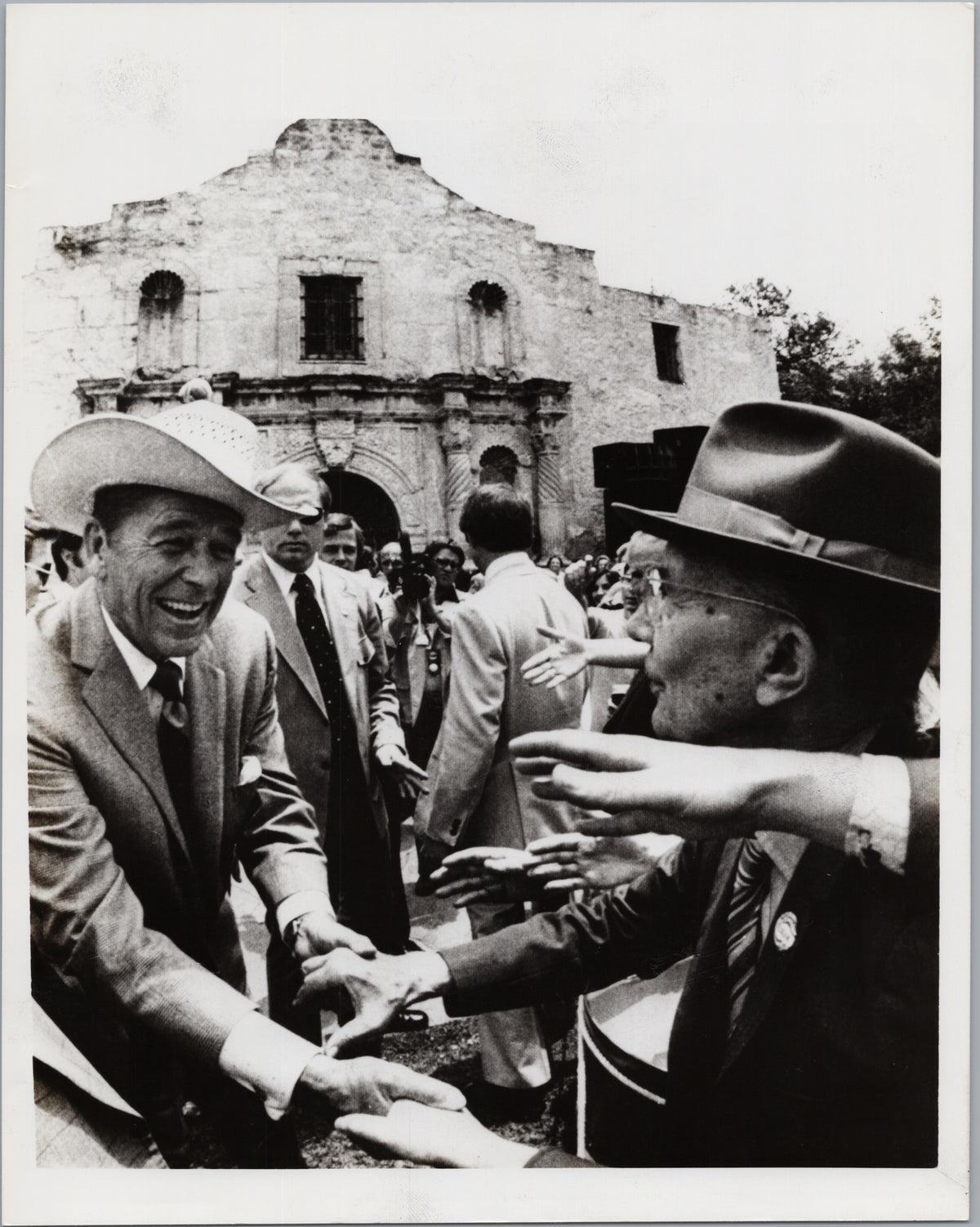 Ronald Reagan Greeting Supporters at the Alamo, 1976 — A01003