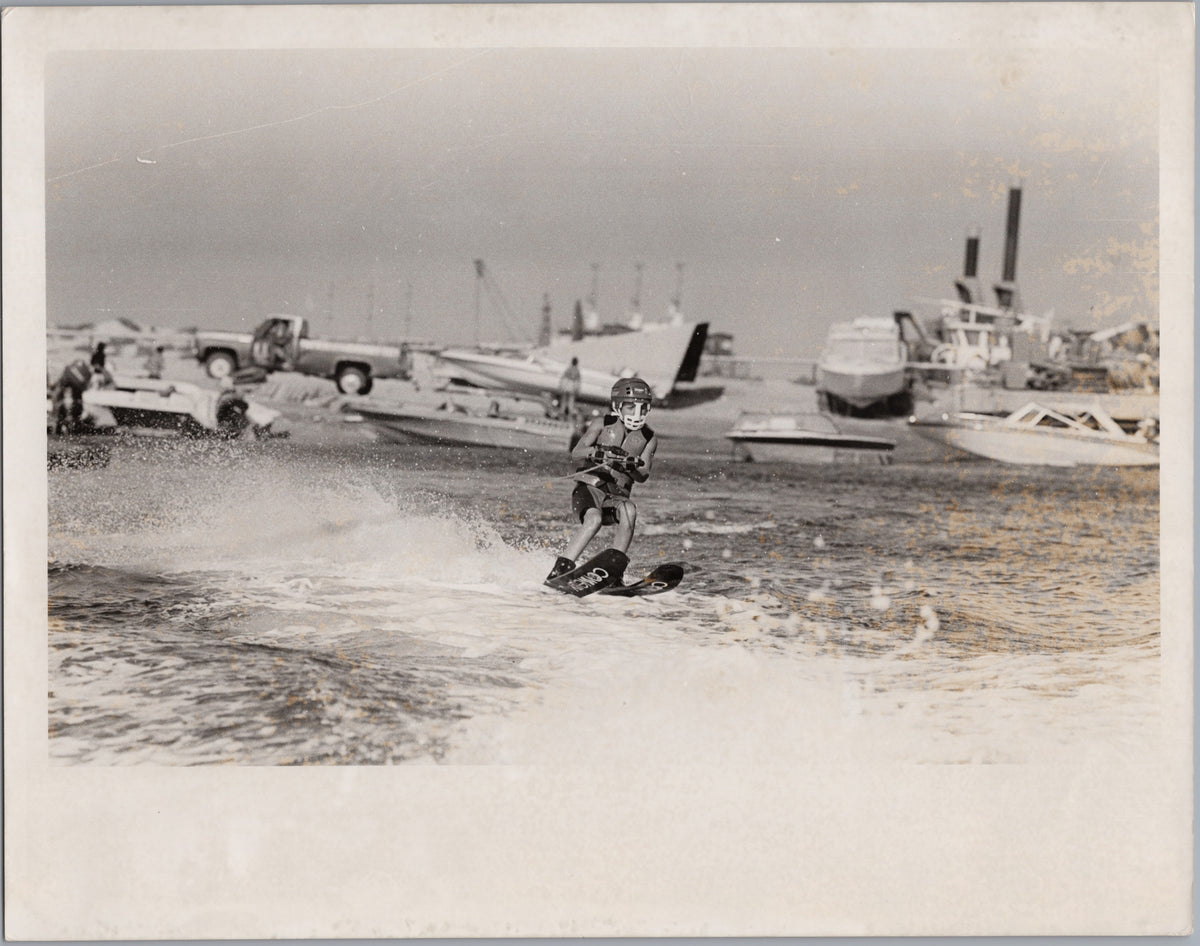 Water-Skiing Action Beside a Marina — A01005