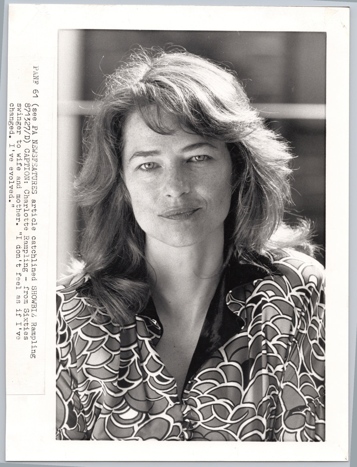 Charlotte Rampling — Patterned Blouse Portrait — front