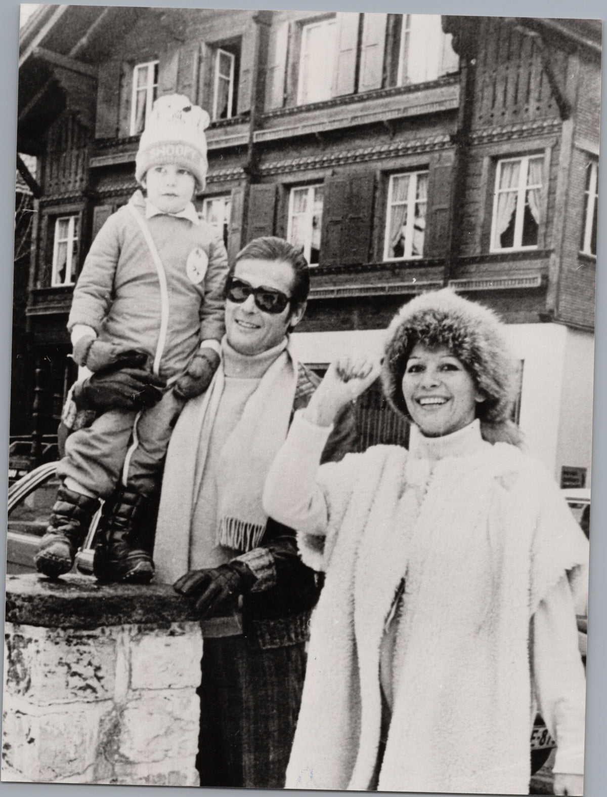Roger Moore with His Wife Luisa and a Child — front