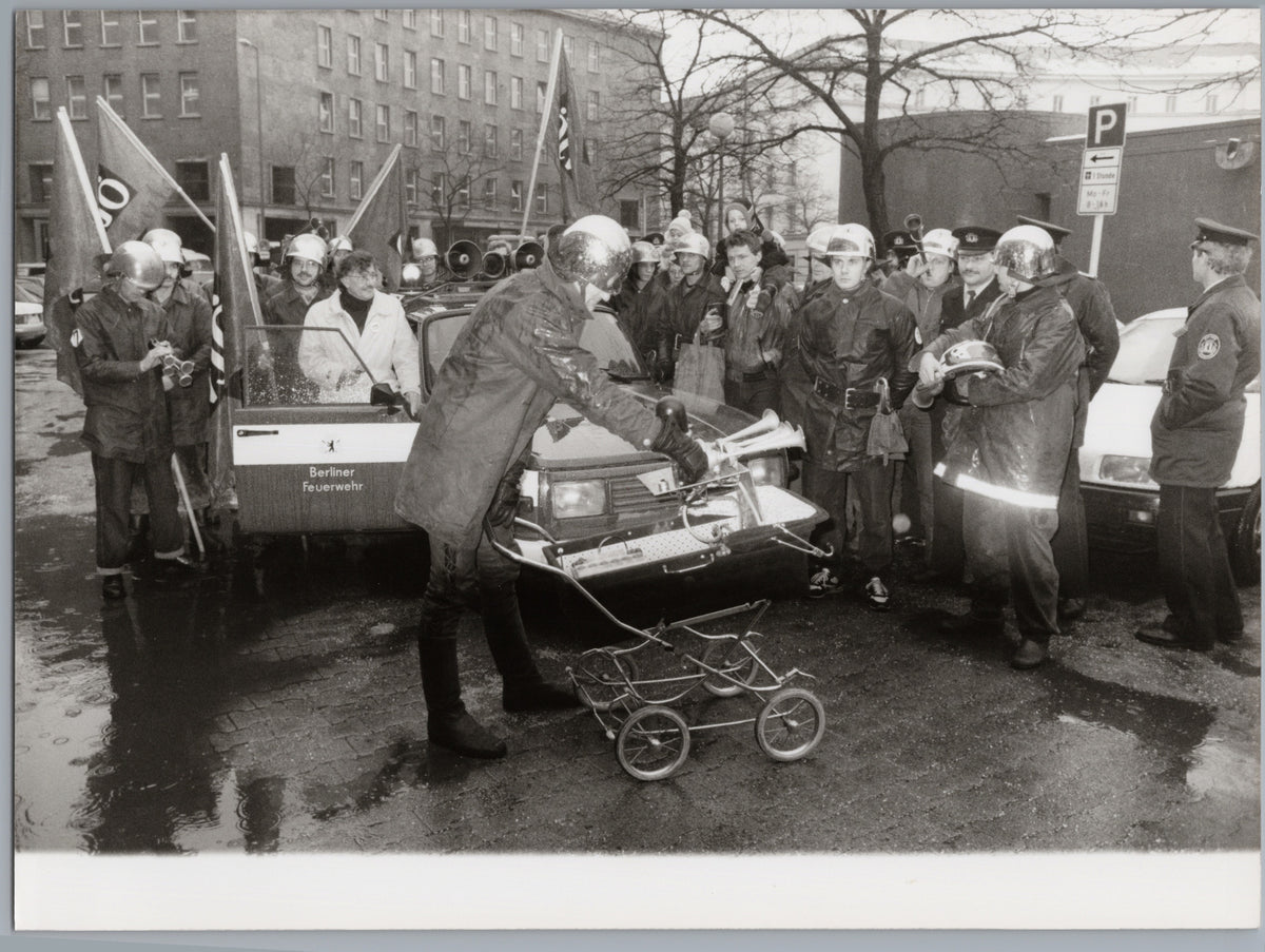 Berlin Firefighters Demonstrating for Equal Pay — front
