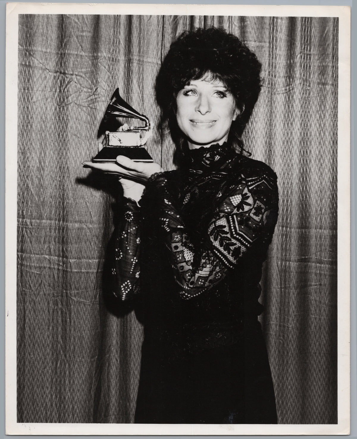 Barbra Streisand — Holding a Music Award — front