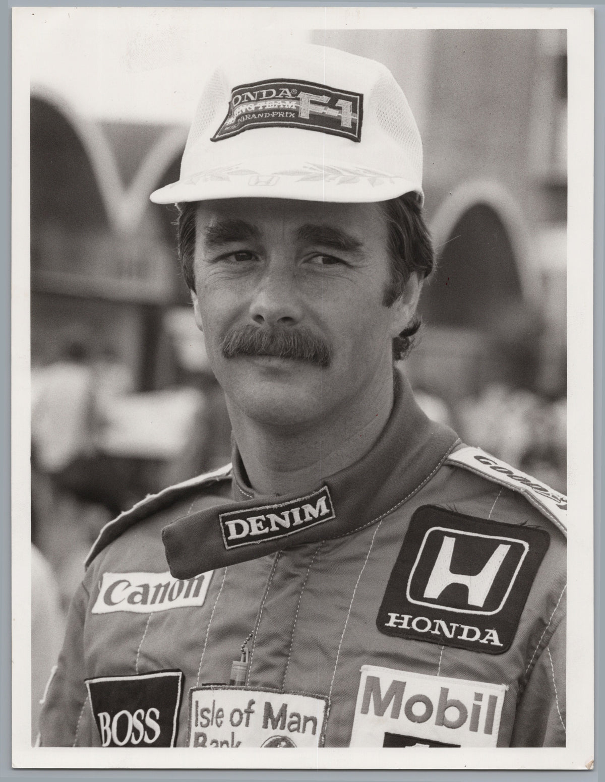 Nigel Mansell — Racing Overalls Portrait — front