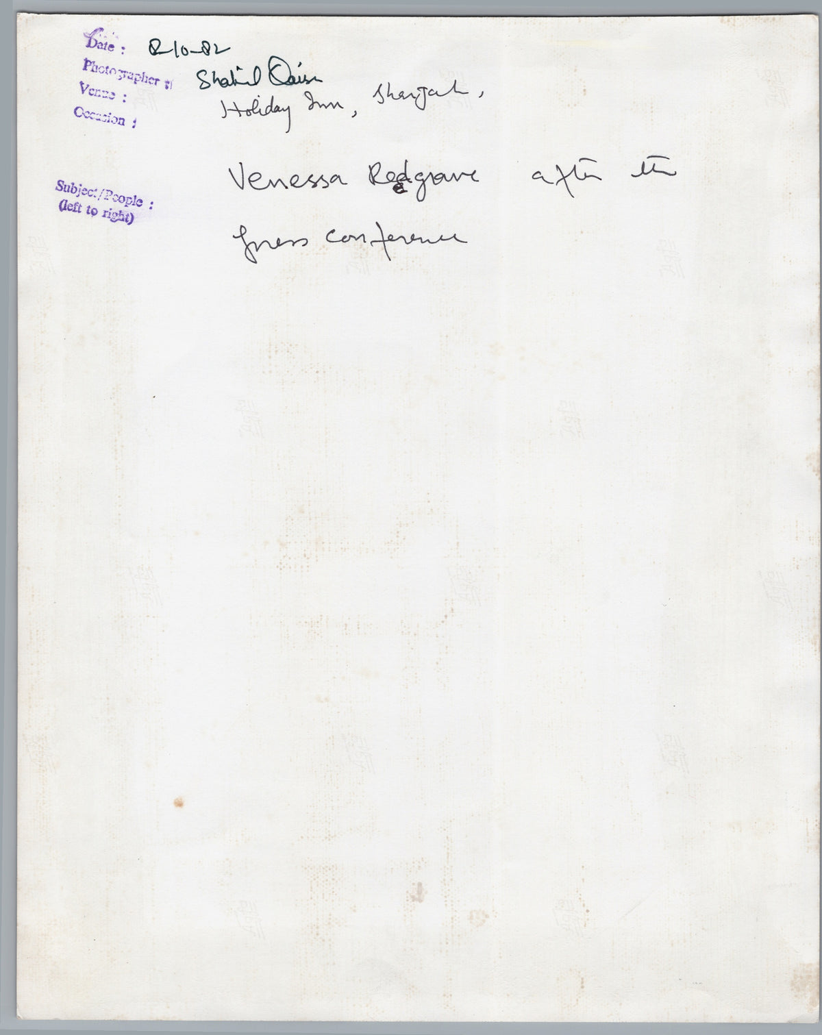 A01006 — reverse showing archival markings