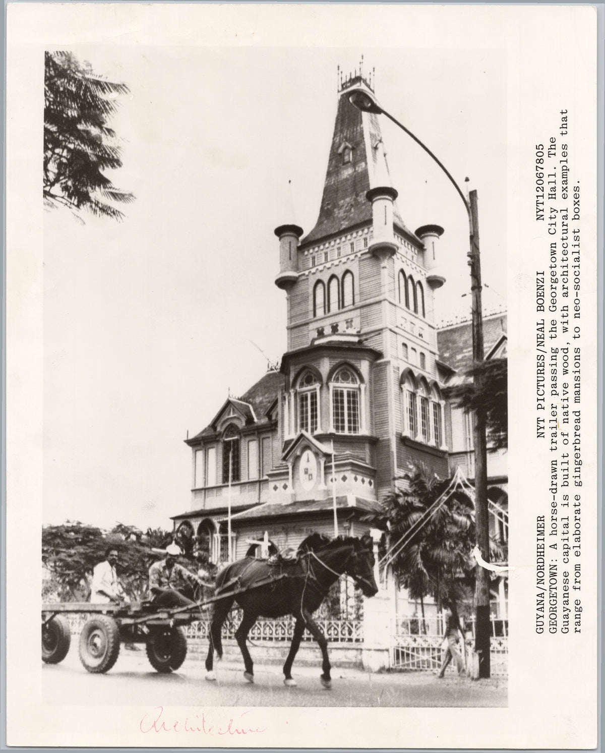 Georgetown City Hall and Horse-Drawn Cart — front