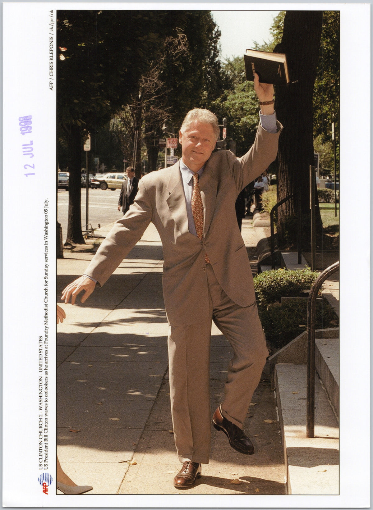 Bill Clinton Arriving at Foundry Methodist Church — front