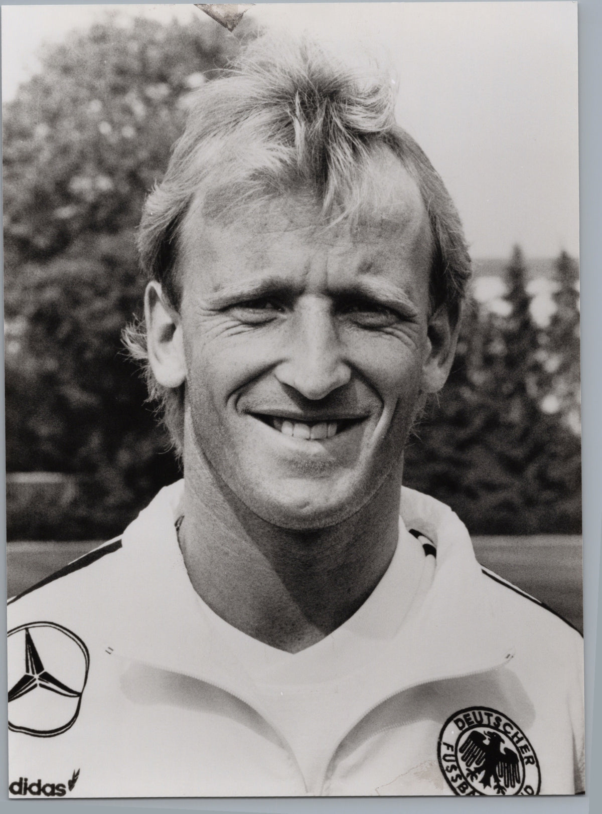 Andreas Brehme in a Germany Football Shirt — front