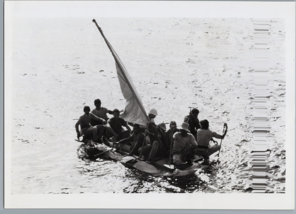 Cuban Migrants in a Makeshift Sailboat — front