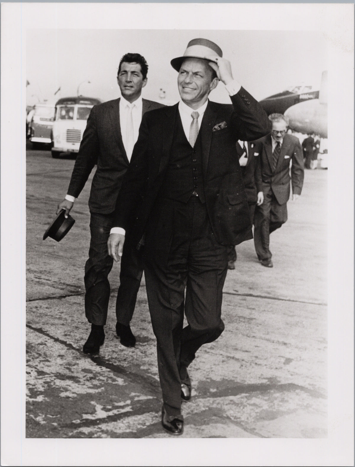 Frank Sinatra and Dean Martin on an Airport Tarmac — front