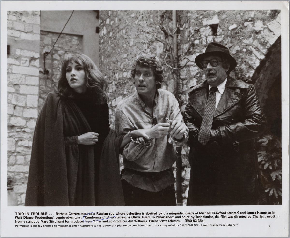Condorman — Barbara Carrera, Michael Crawford and James Hampton — front