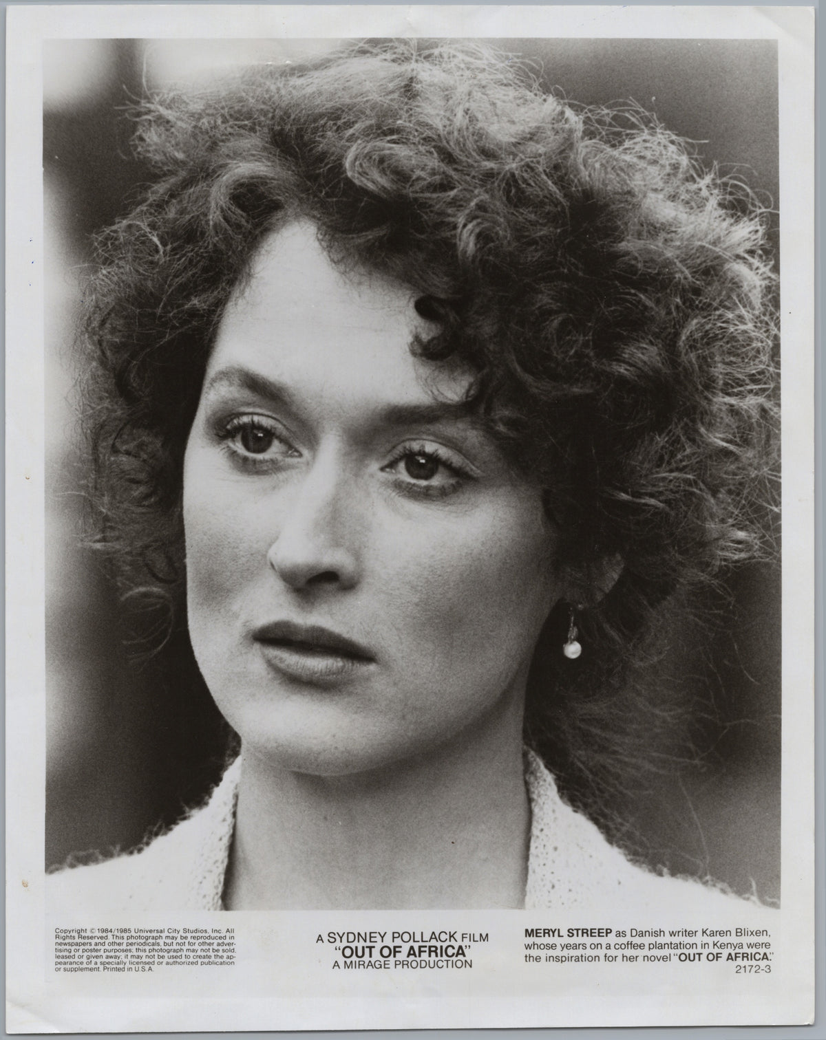 Meryl Streep as Karen Blixen — Out of Africa — front