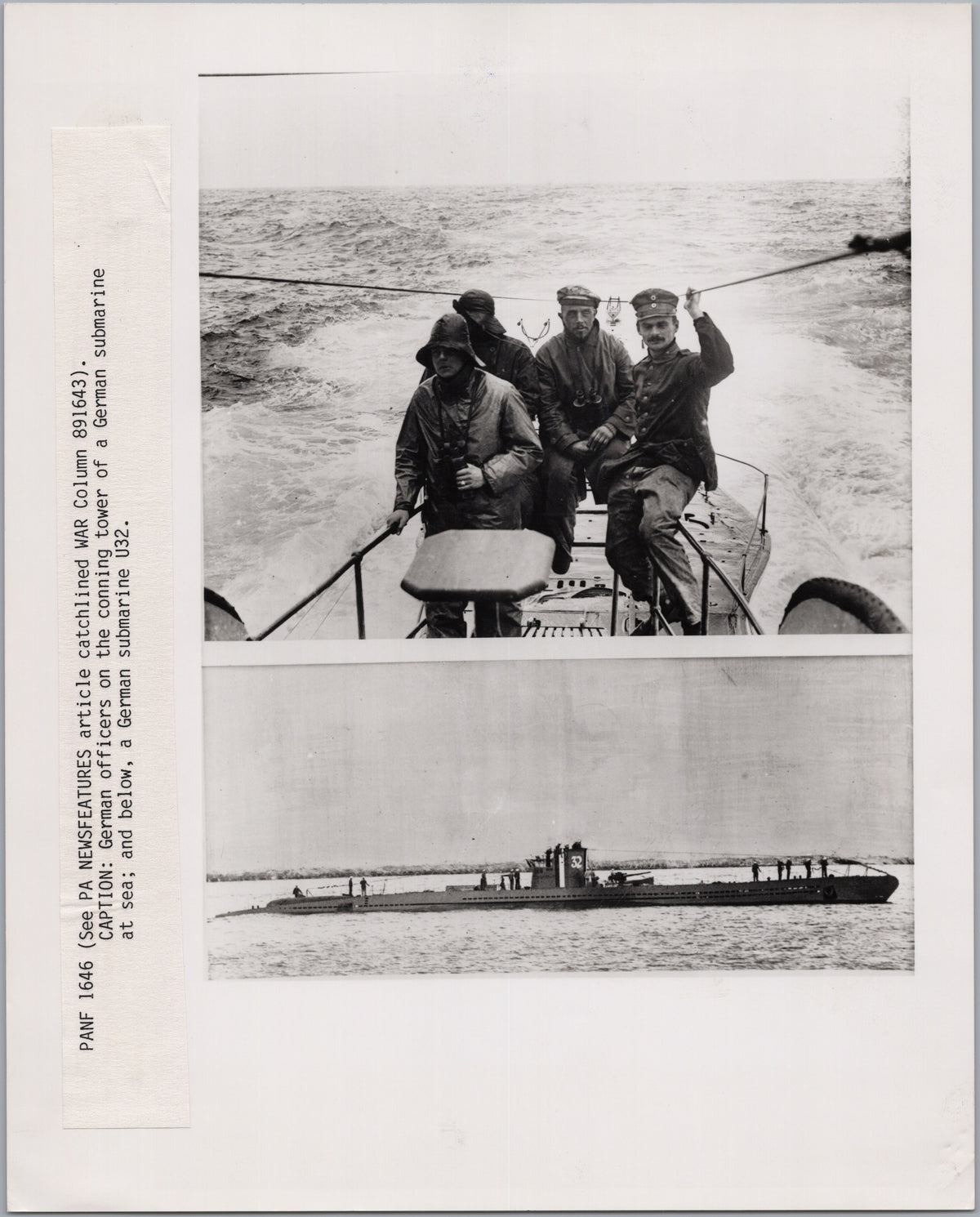 German Submarines at Sea — Two-Image Photograph — front
