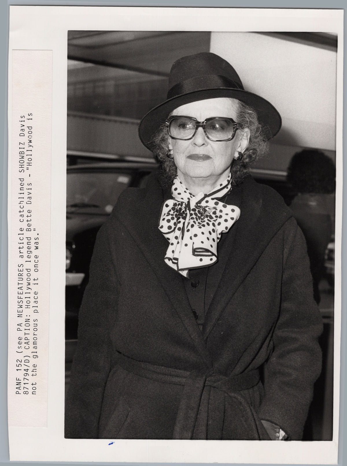 Bette Davis — Portrait in Hat and Glasses — front